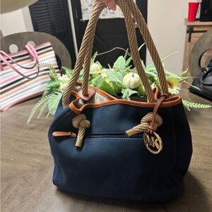 Michael Kors Navy and Brown Shoulder Bag